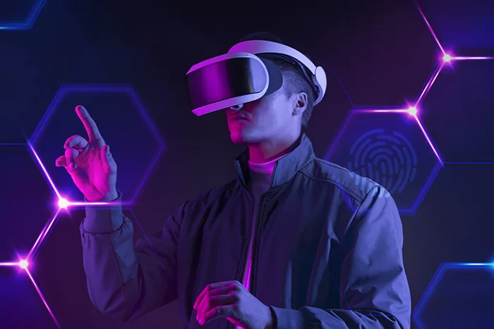 Man wearing virtual reality
